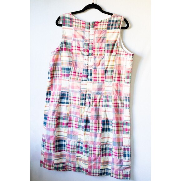 LL Bean Madras patchwork sleeveless midi dress preppy 18 reg item 294883 - Picture 2 of 7